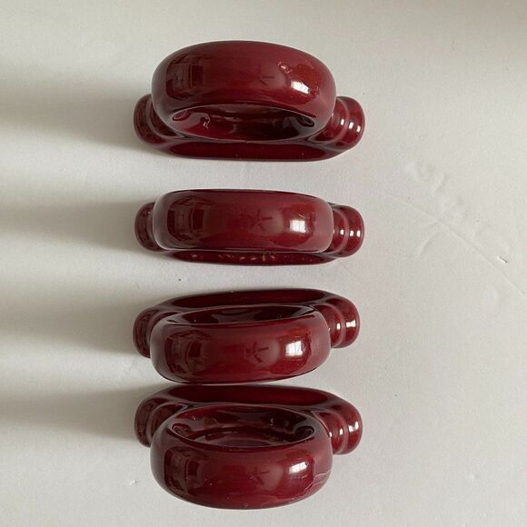 Fiestaware Retired Color Cinnabar Discontinued Napkin Ring Set of 4 - Picture 3 of 7